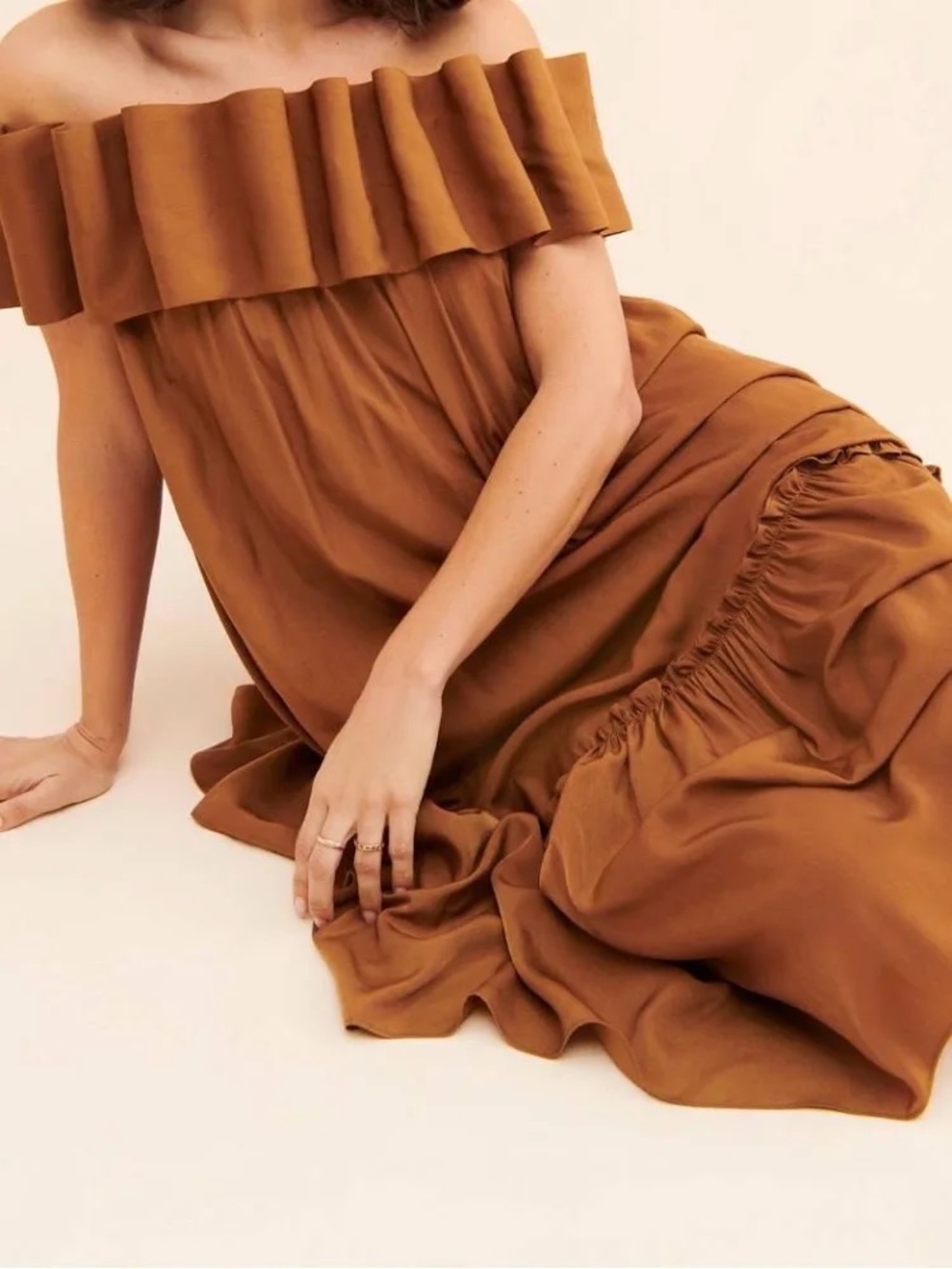Mare Mare X Anthropologie Off-Shoulder Ruffle Midi Dress